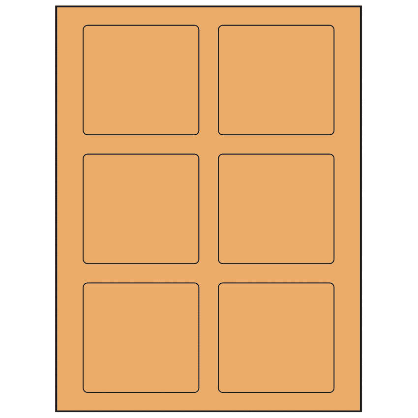 3.25" x 3" Pastel Orange Rectangular Sheet Labels