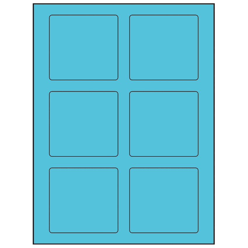 3.25" x 3" Turquoise Rectangular Sheet Labels