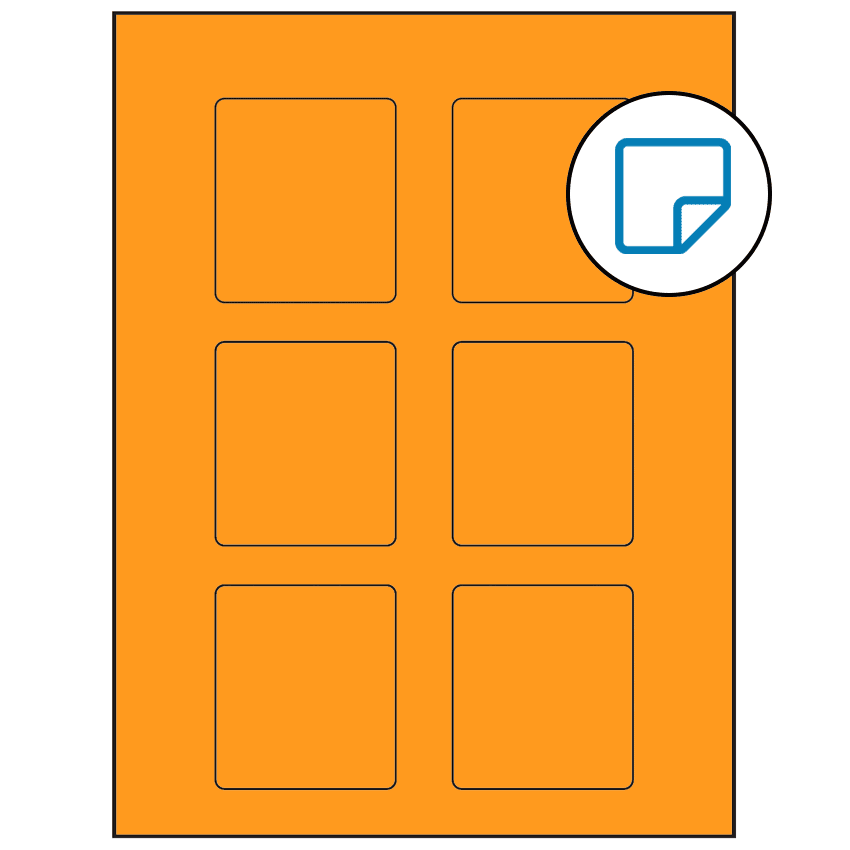 2.5" x 2.75" Fluorescent Orange Rectangular Sheet Labels - Removable Adhesive