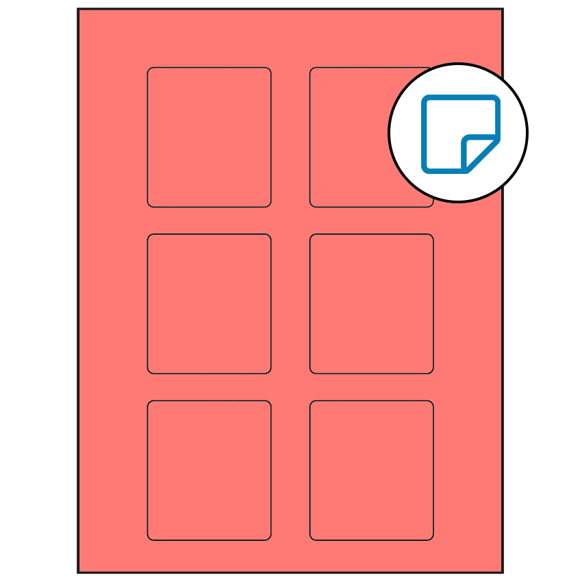 2.5" x 2.75" Fluorescent Red Rectangular Sheet Labels - Removable Adhesive