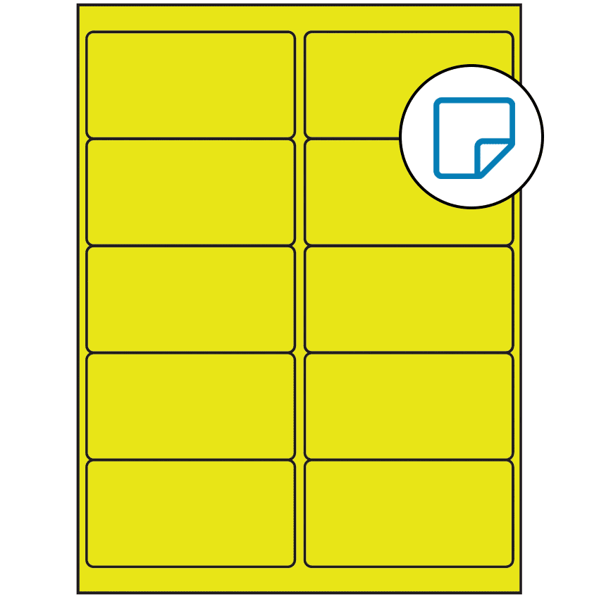 4" x 2" Fluorescent Yellow Rectangular Sheet Labels (10-UP) - Removable Adhesive