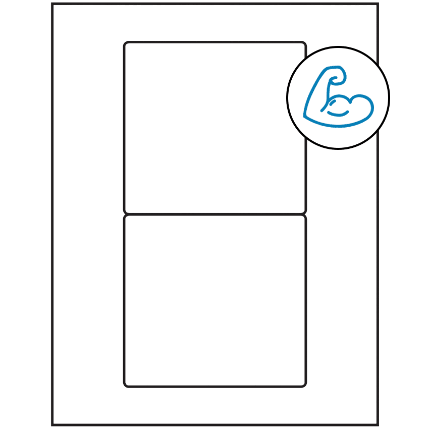 4.75" x 4.5" White Rectangular Sheet Labels - Ultra Aggressive Adhesive