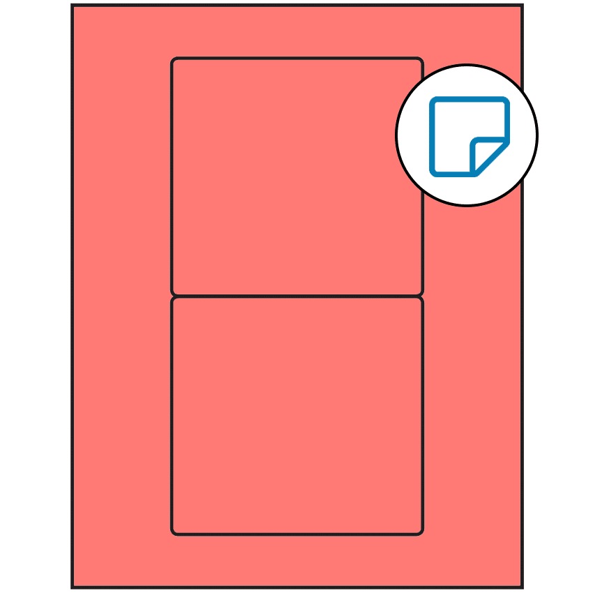 4.75" x 4.5" Fluorescent Red Rectangular Sheet Labels - Removable Adhesive