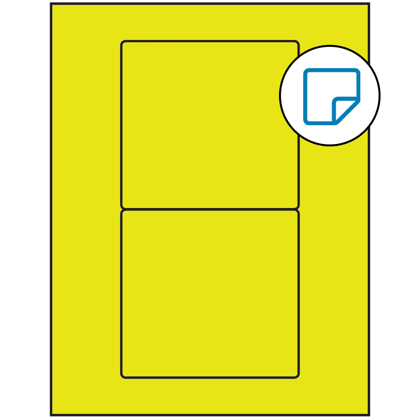 4.75" x 4.5" Fluorescent Yellow Rectangular Sheet Labels - Removable Adhesive