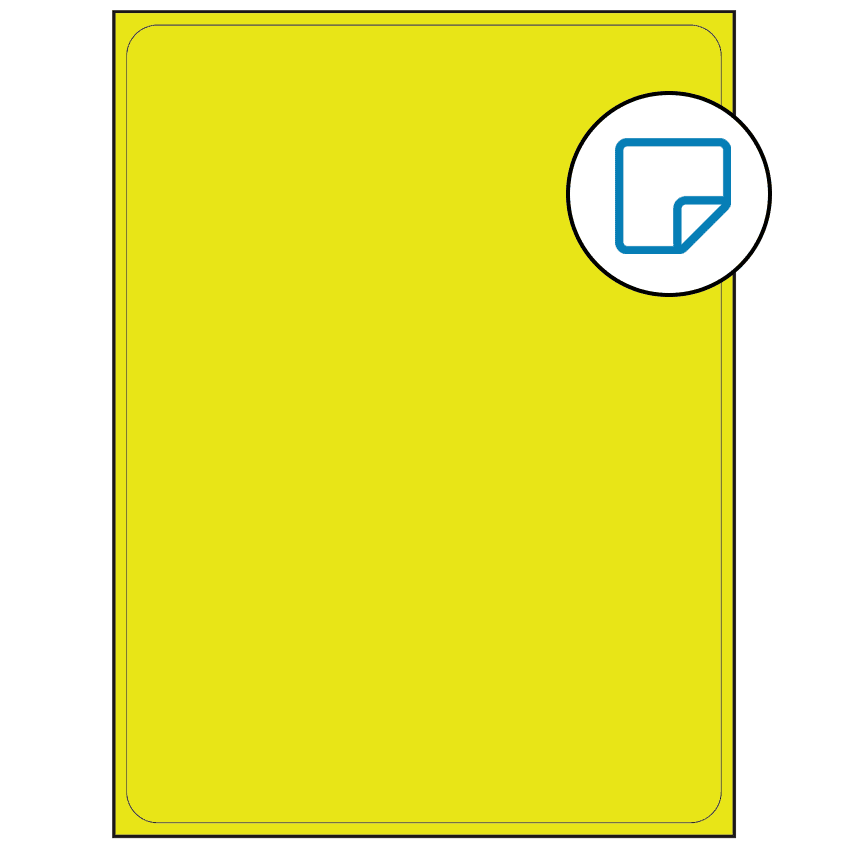 8.25" x 10.75" Fluorescent Yellow Rectangular Sheet Labels - Removable Adhesive