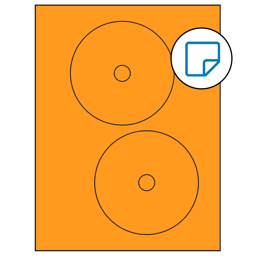 4.65" Fluorescent Orange Circular Sheet Labels - Removable Adhesive