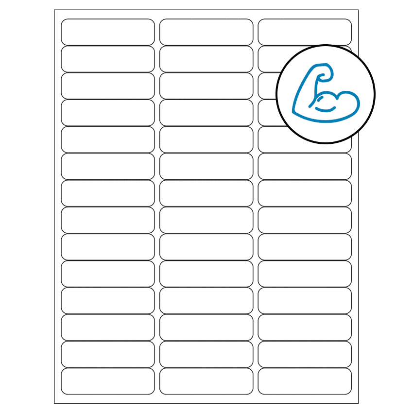 2.625" x 0.75" White Rectangular Sheet Labels - Ultra Aggressive Adhesive