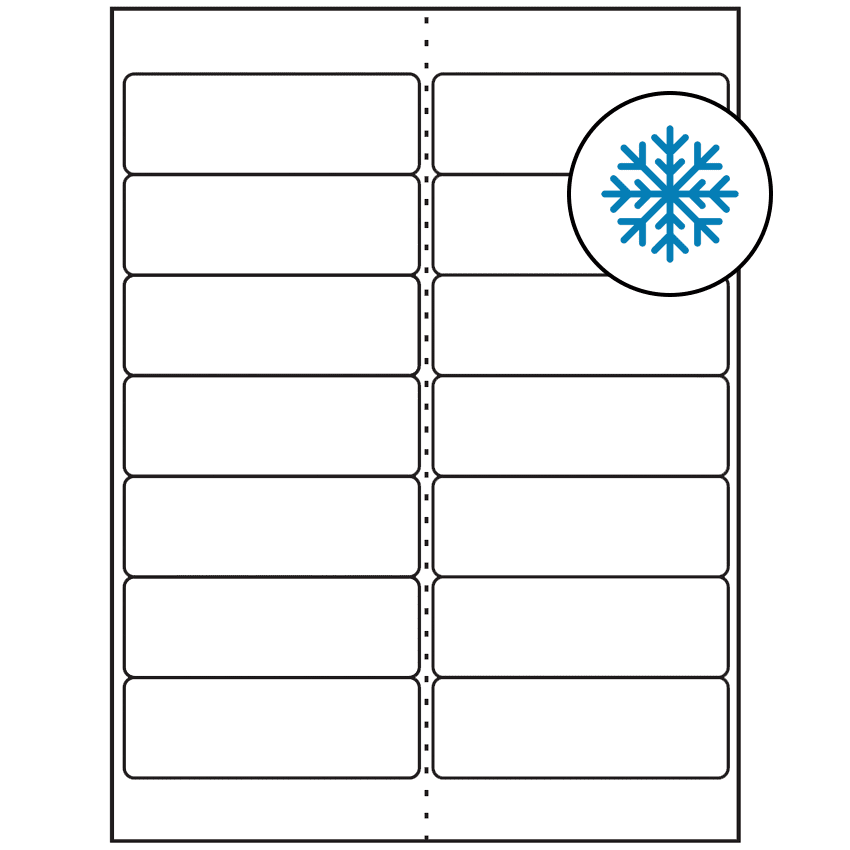 4" x 1.33" White Rectangular Sheet Labels - Freezer Grade Adhesive