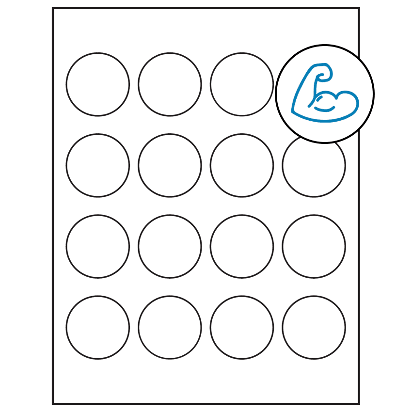 1.75" White Circular Sheet Labels - Ultra Aggressive Adhesive