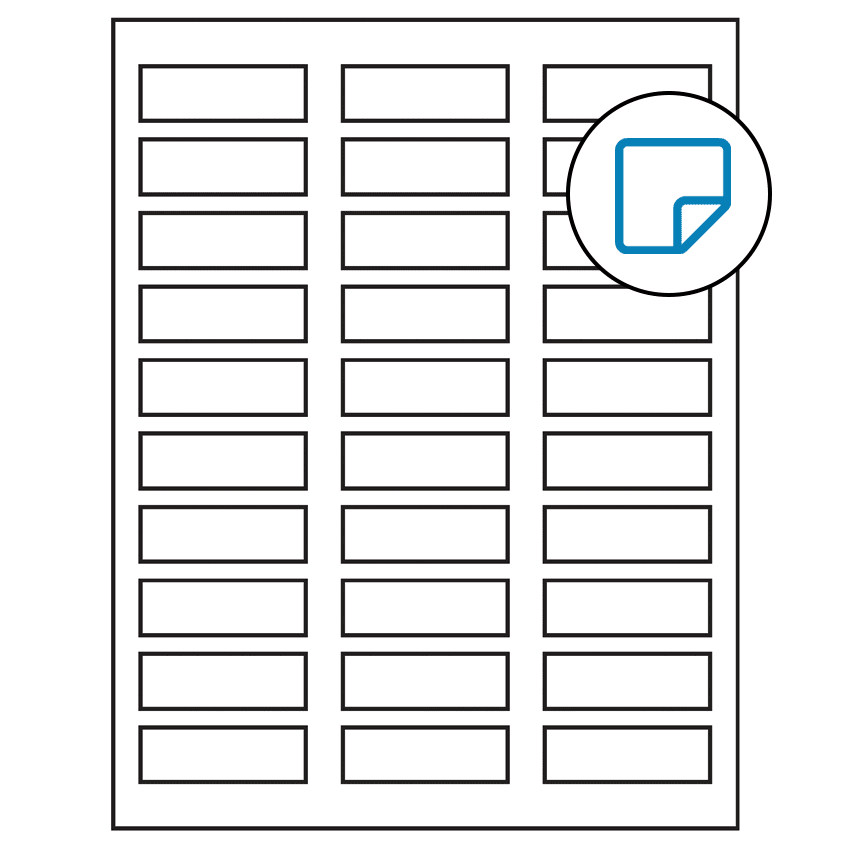 2.25" x 0.75" White Rectangular Sheet Labels - Removable Adhesive