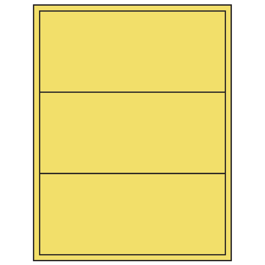 8" x 3.5" Pastel Yellow Rectangular Sheet Labels (3-UP)