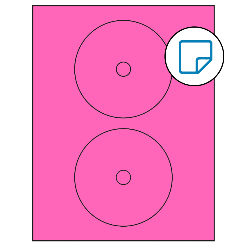 4.57" Fluorescent Pink Circular Sheet Labels - Removable Adhesive