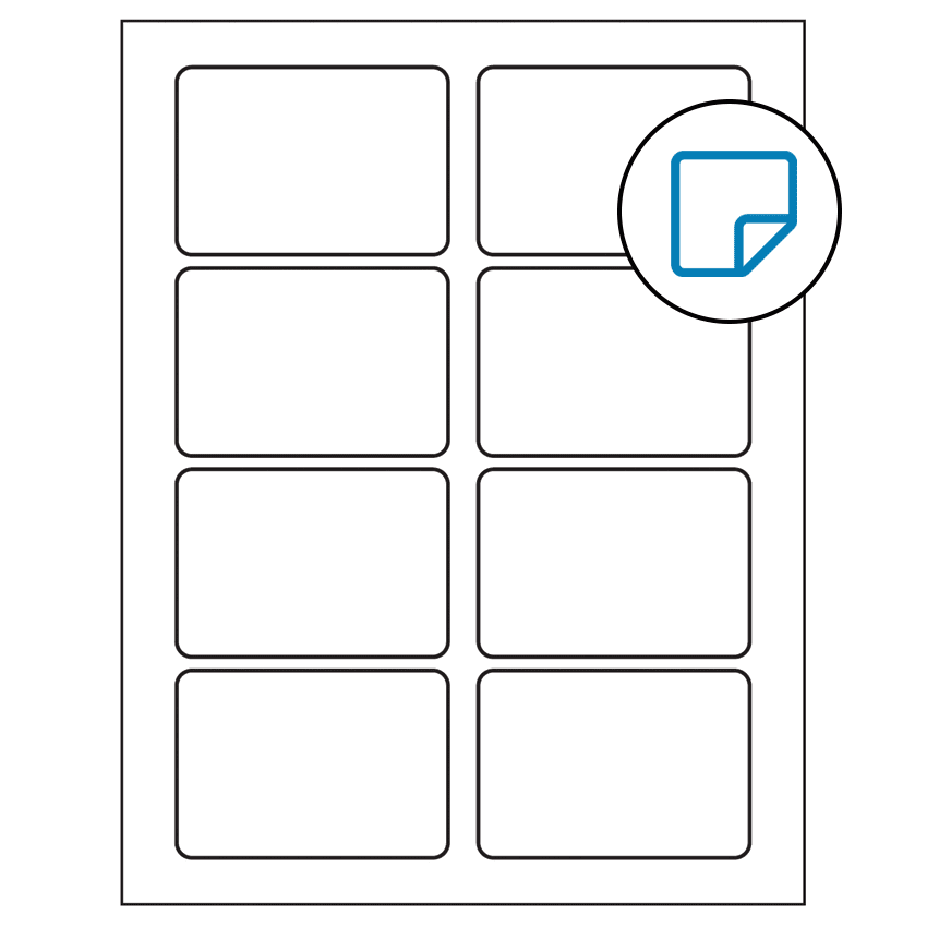 3.375" x 2.33" White Rectangular Sheet Labels - Removable Adhesive