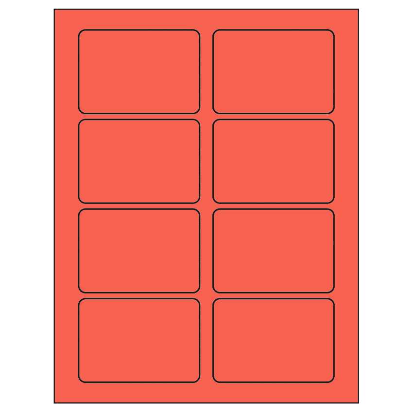 3.375" x 2.33" Red Rectangular Sheet Labels