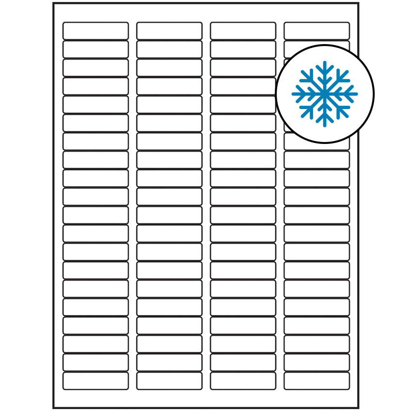 1.75" x 0.5" White Rectangular Sheet Labels (80-UP) - Freezer Grade Adhesive