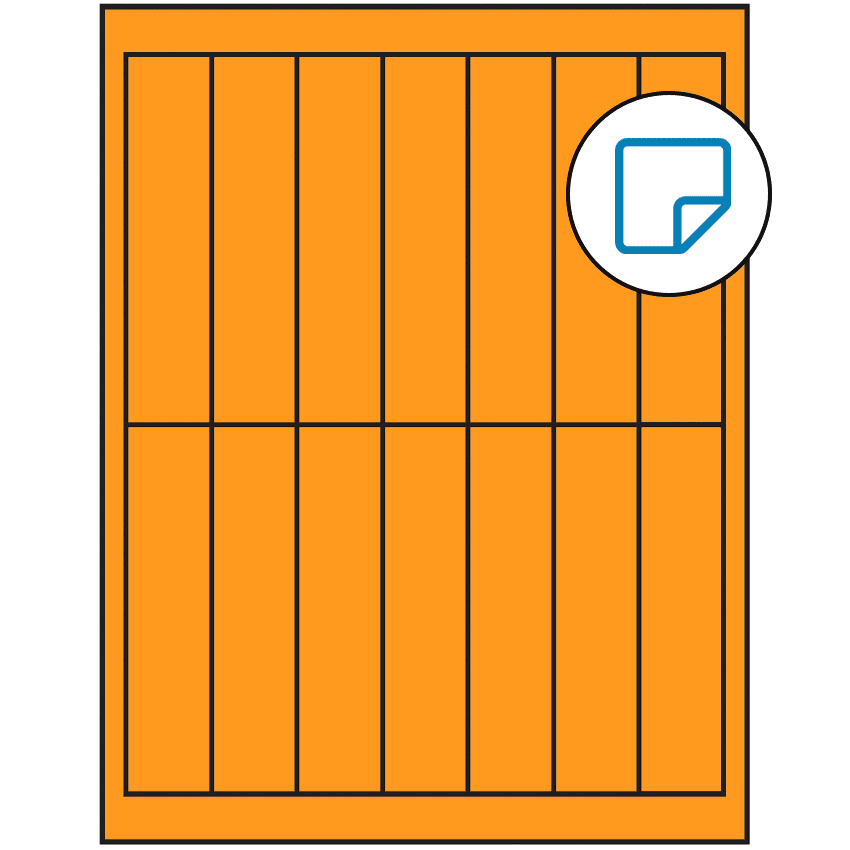 1.125" x 4.875" Fluorescent Orange Rectangular Sheet Labels - Removable Adhesive