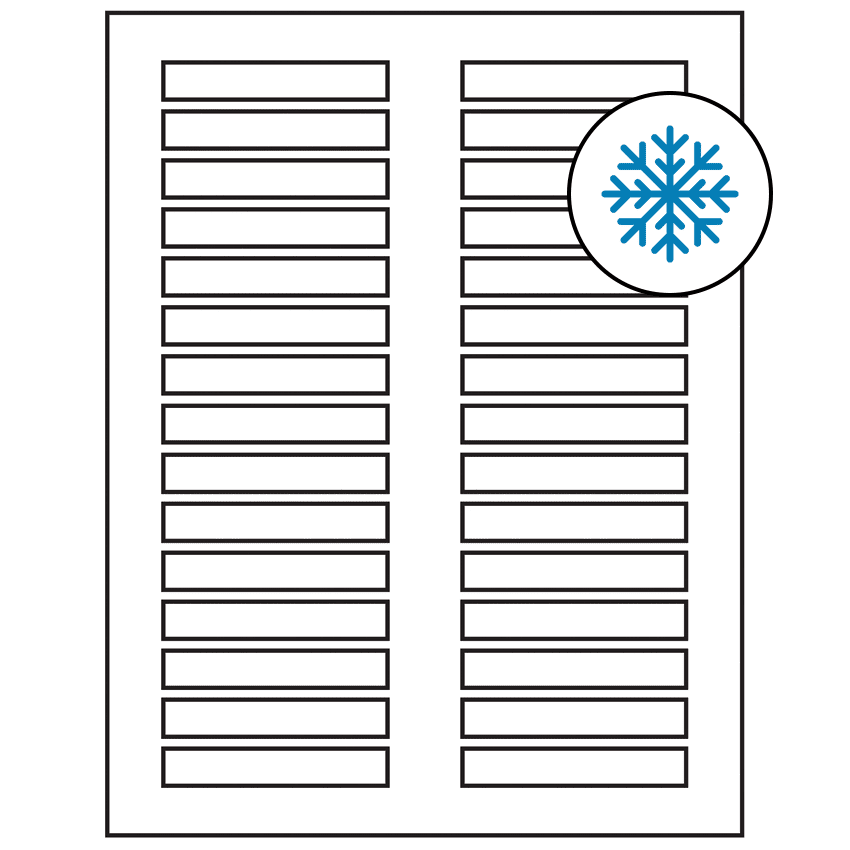 3" x 0.5" White Rectangular Sheet Labels - Freezer Grade Adhesive
