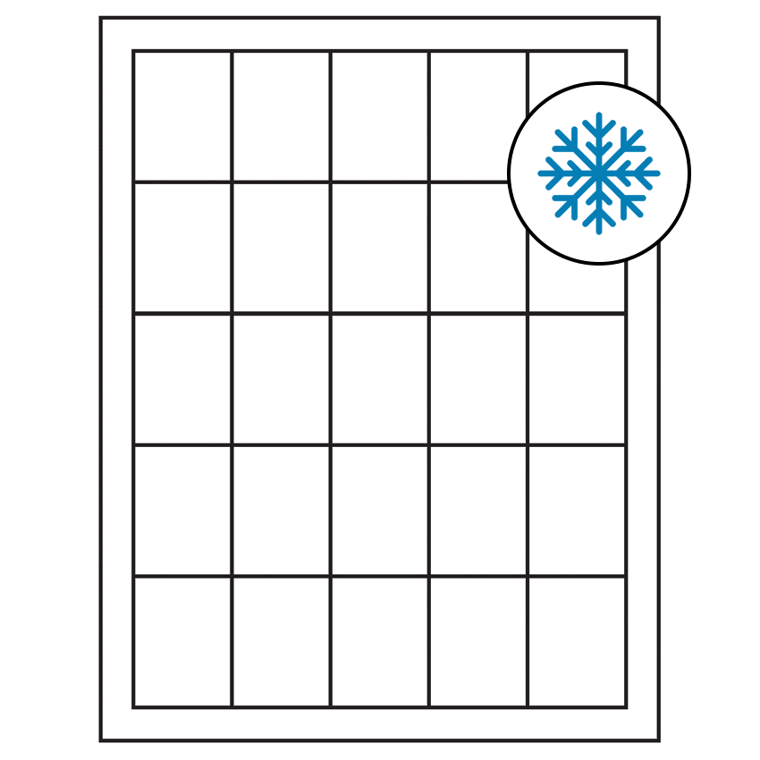 1.5" x 2" White Rectangular Sheet Labels - Freezer Grade Adhesive
