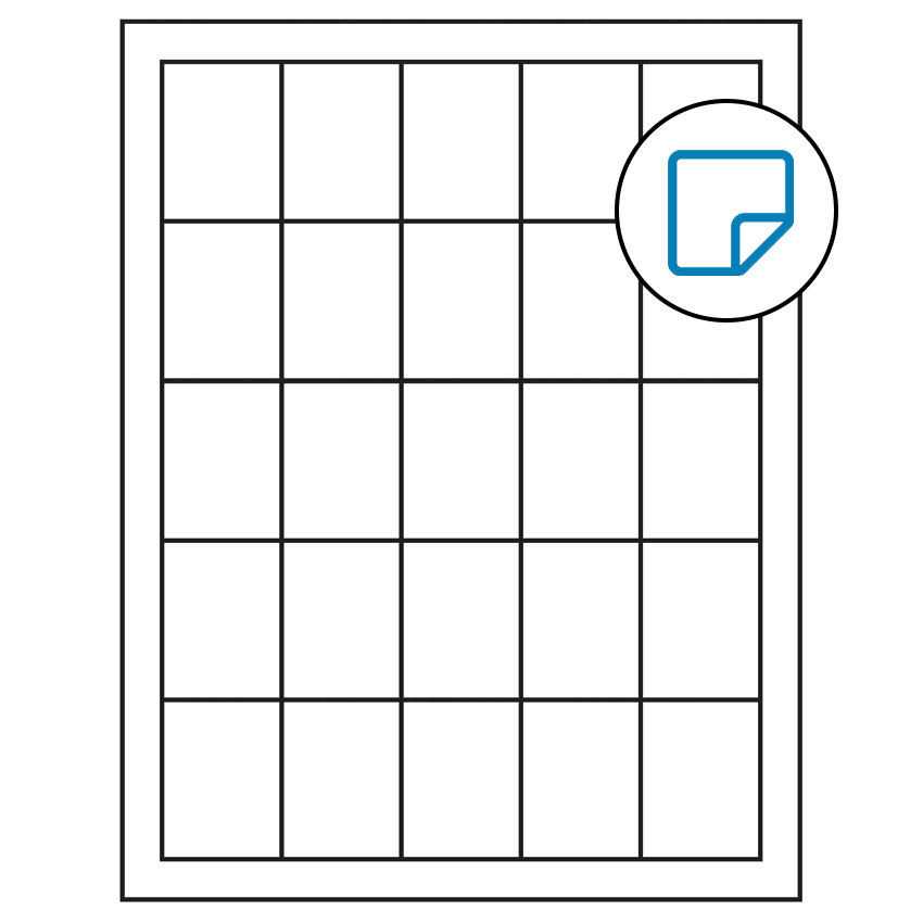 1.5" x 2" White Rectangular Sheet Labels - Removable Adhesive