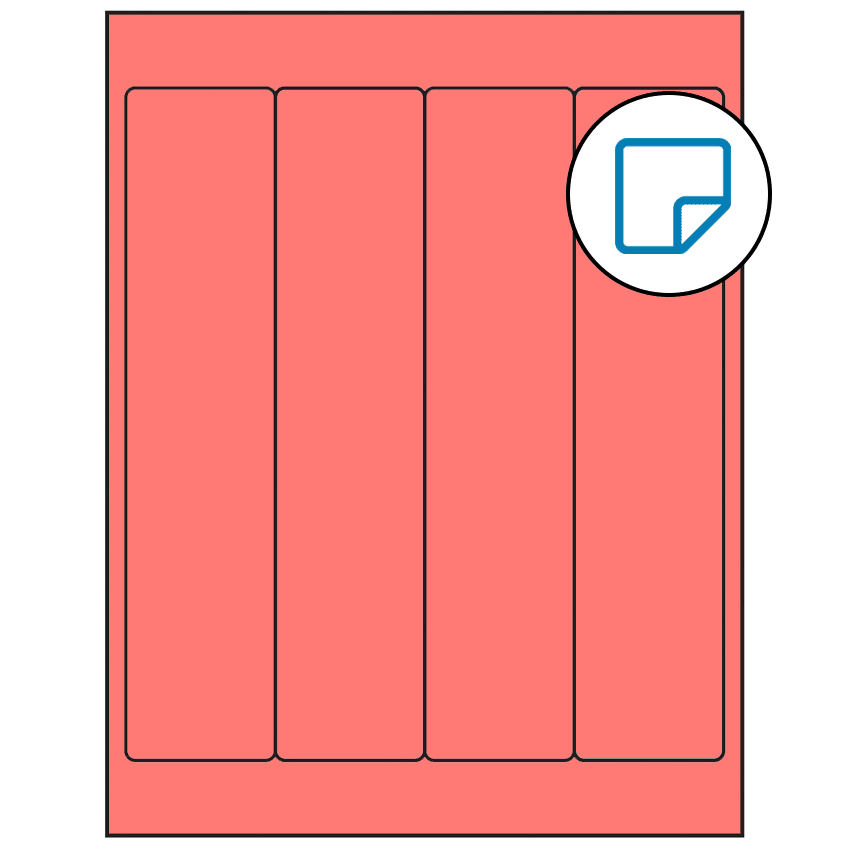 2" x 9" Fluorescent Red Rectangular Sheet Labels - Removable Adhesive