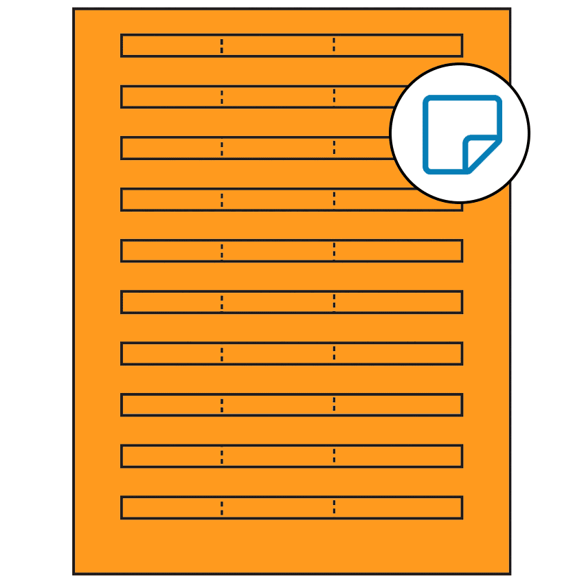 6.64" x 0.42" Fluorescent Orange Rectangular Sheet Labels - Removable Adhesive