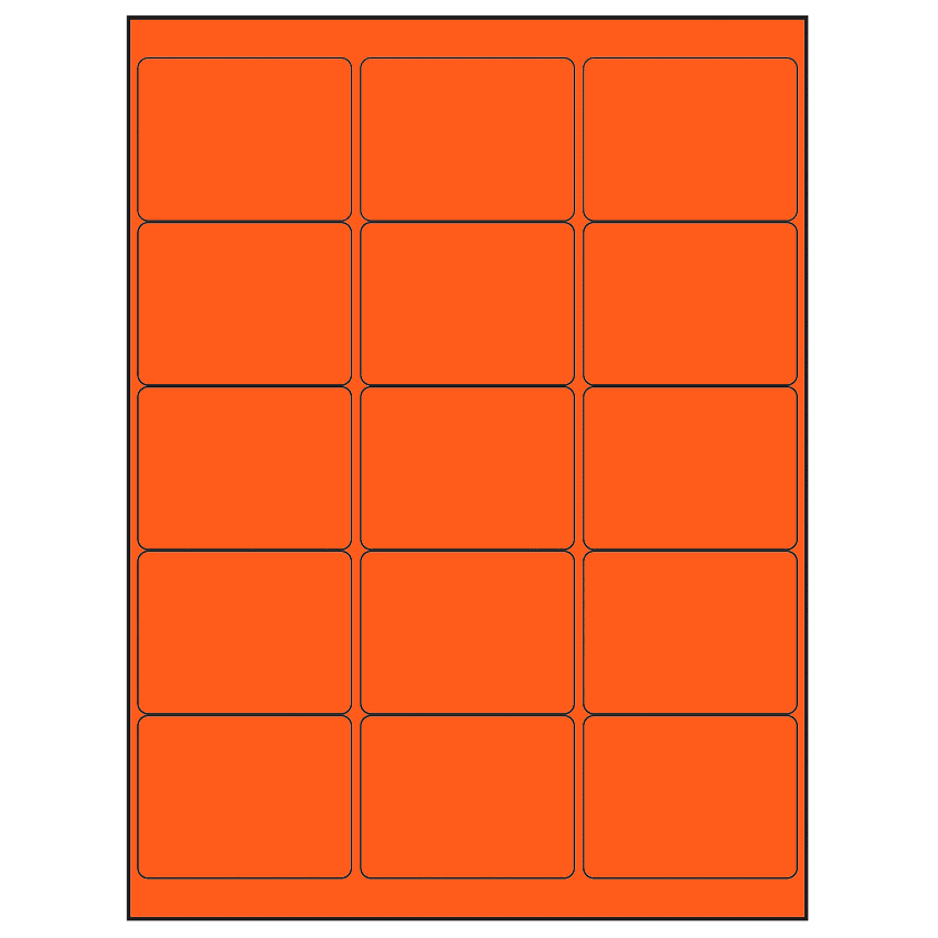 2.6875" x 2" Fluorescent Red Rectangular Sheet Labels