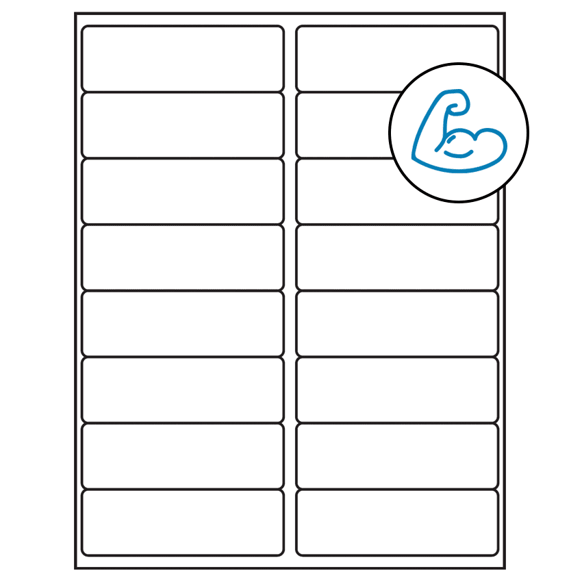 4" x 1.3125" White Rectangular Sheet Labels - Ultra Aggressive Adhesive