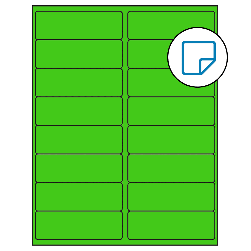 4" x 1.3125" Fluorescent Green Rectangular Sheet Labels - Removable Adhesive
