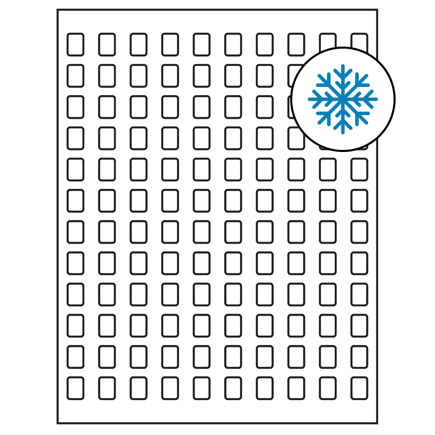 0.42" x 0.58" White Rectangular Sheet Labels - Freezer Grade Adhesive