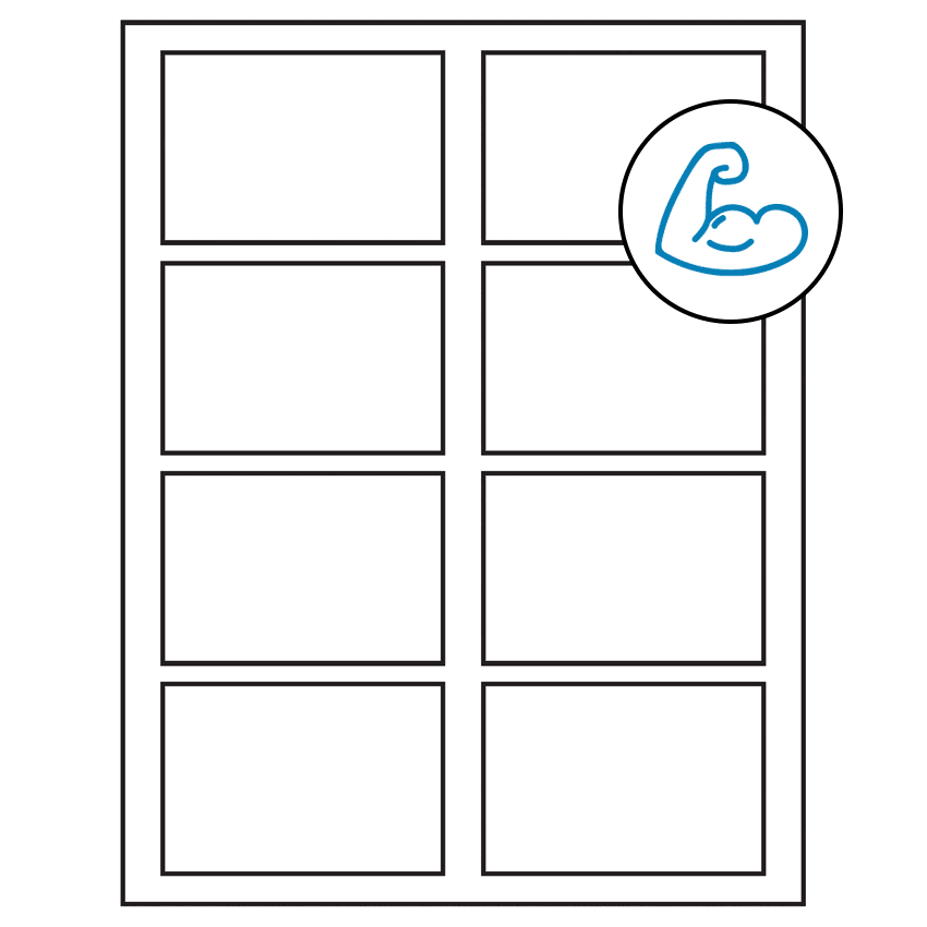 3.5" x 2.375" White Rectangular Sheet Labels - Ultra Aggressive Adhesive
