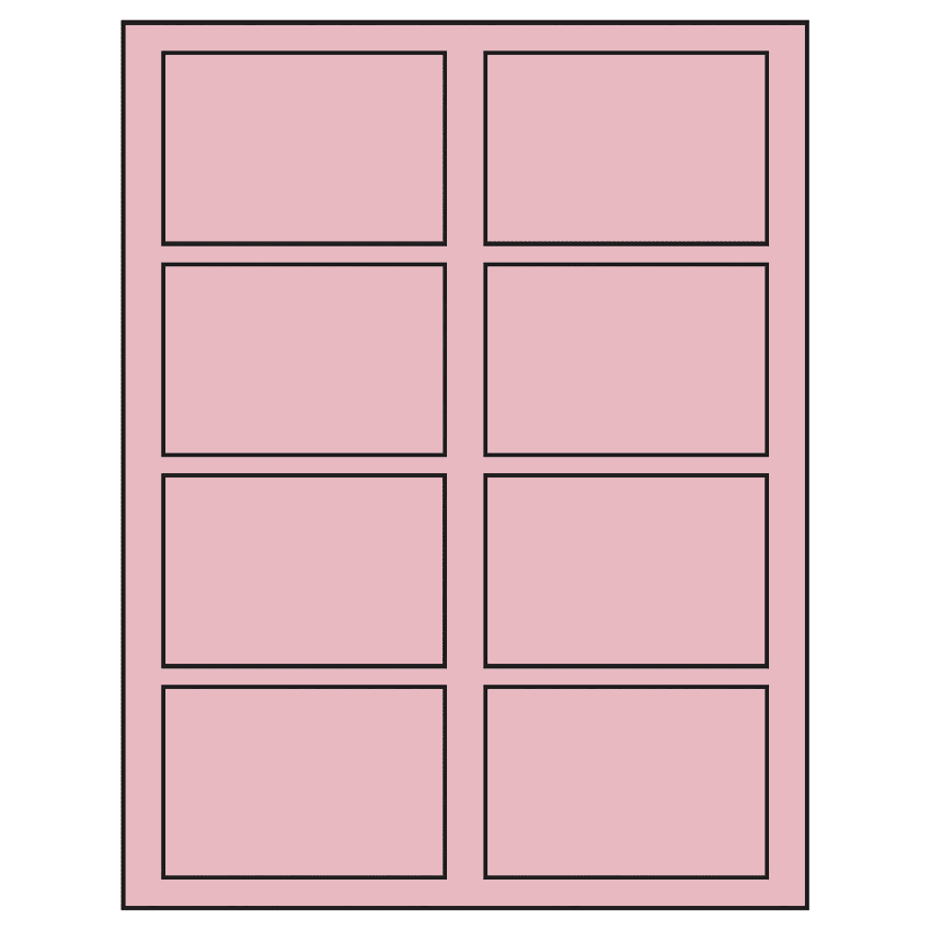 3.5" x 2.375" Pastel Pink Rectangular Sheet Labels
