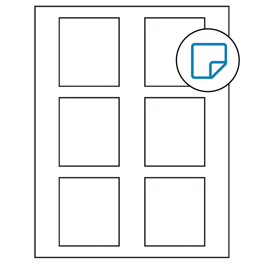 2.625" x 3" White Rectangular Sheet Labels - Removable Adhesive