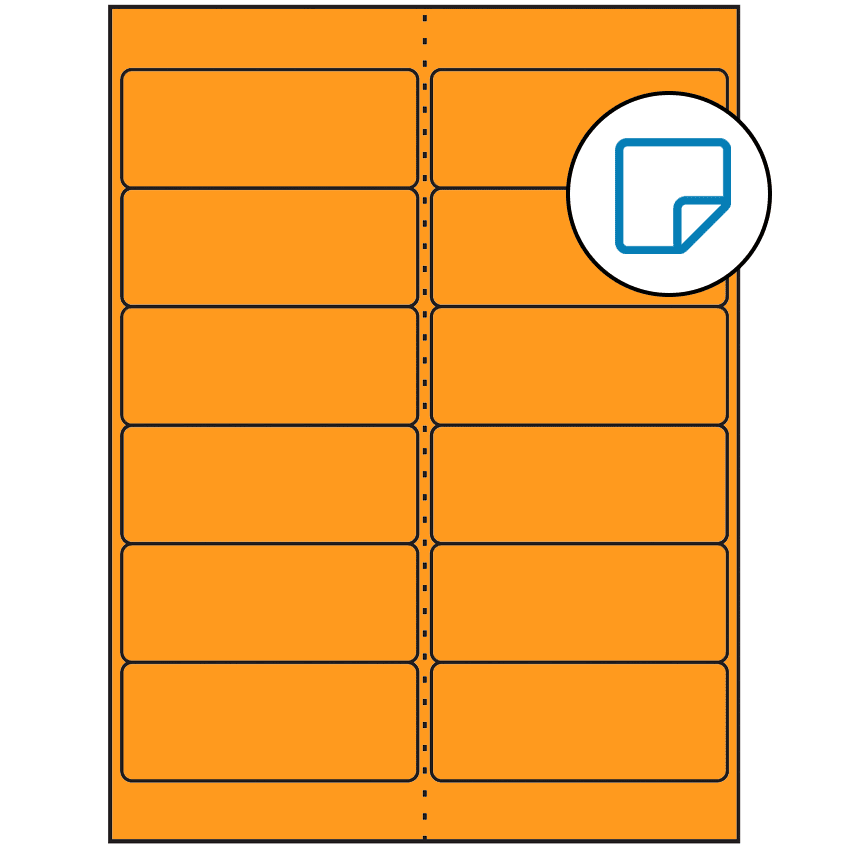 4" x 1.5" Fluorescent Orange Rectangular Sheet Labels - Removable Adhesive