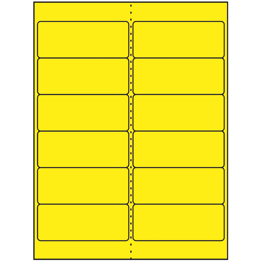 4" x 1.5" Fluorescent Yellow Rectangular Sheet Labels