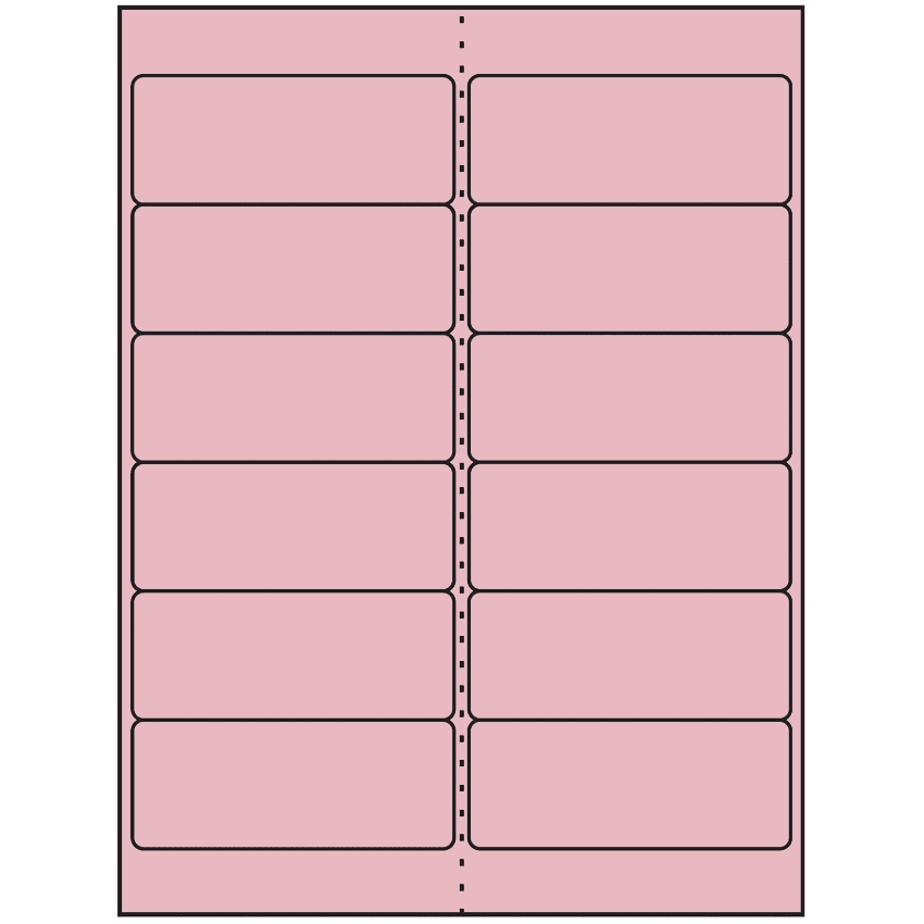 4" x 1.5" Pastel Pink Rectangular Sheet Labels