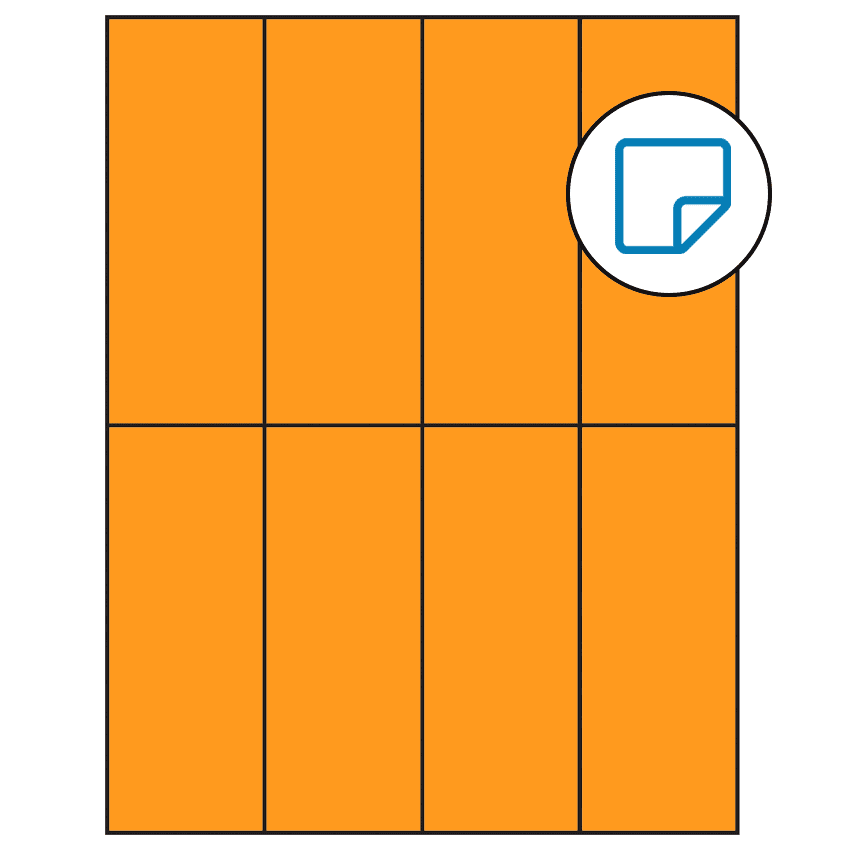 2.125" x 5.5" Fluorescent Orange Rectangular Sheet Labels - Removable Adhesive