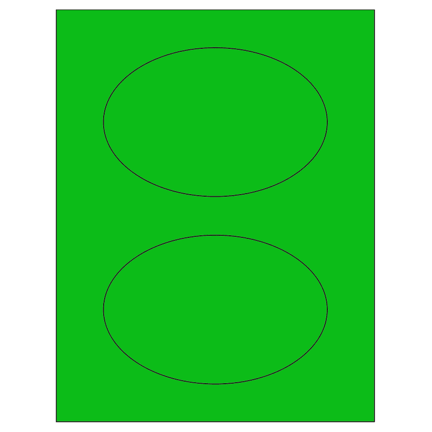 6" x 4" Fluorescent Green Oval Sheet Labels