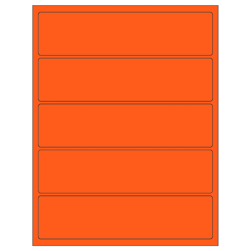 8" x 2" Fluorescent Red Rectangular Sheet Labels