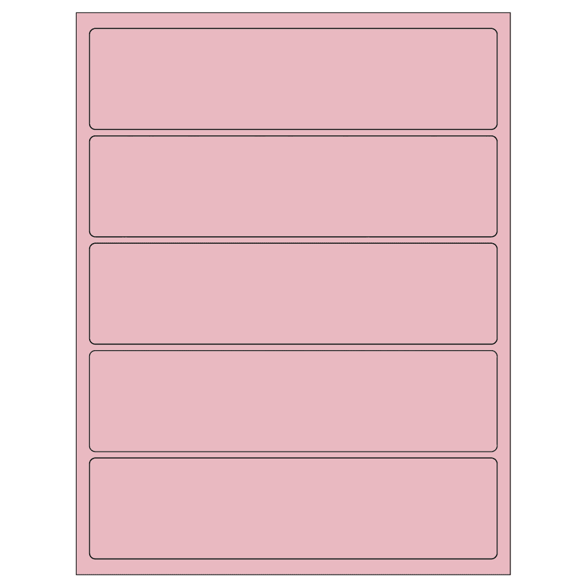 8" x 2" Pastel Pink Rectangular Sheet Labels
