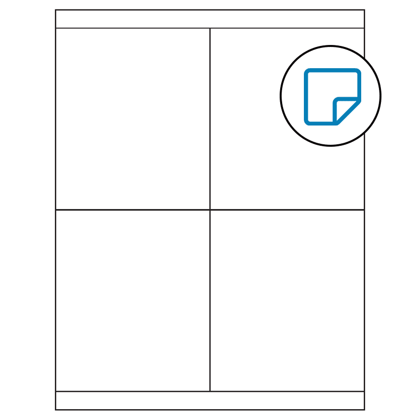 4.25" x 5" White Rectangular Sheet Labels - Removable Adhesive