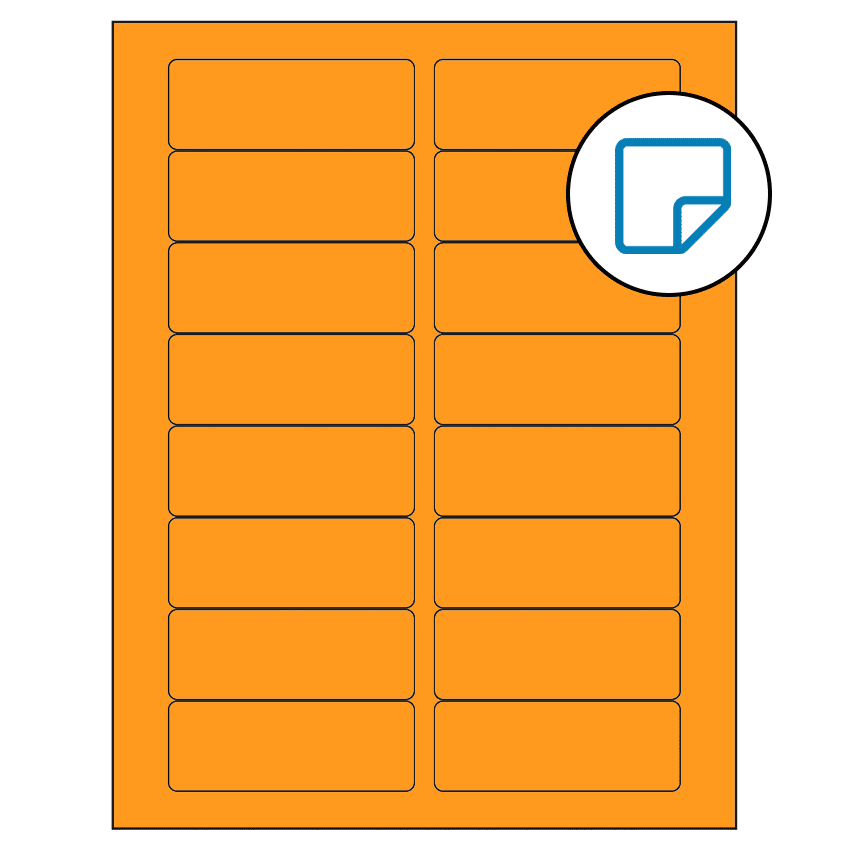 3.375" x 1.25" Fluorescent Orange Rectangular Sheet Labels - Removable Adhesive