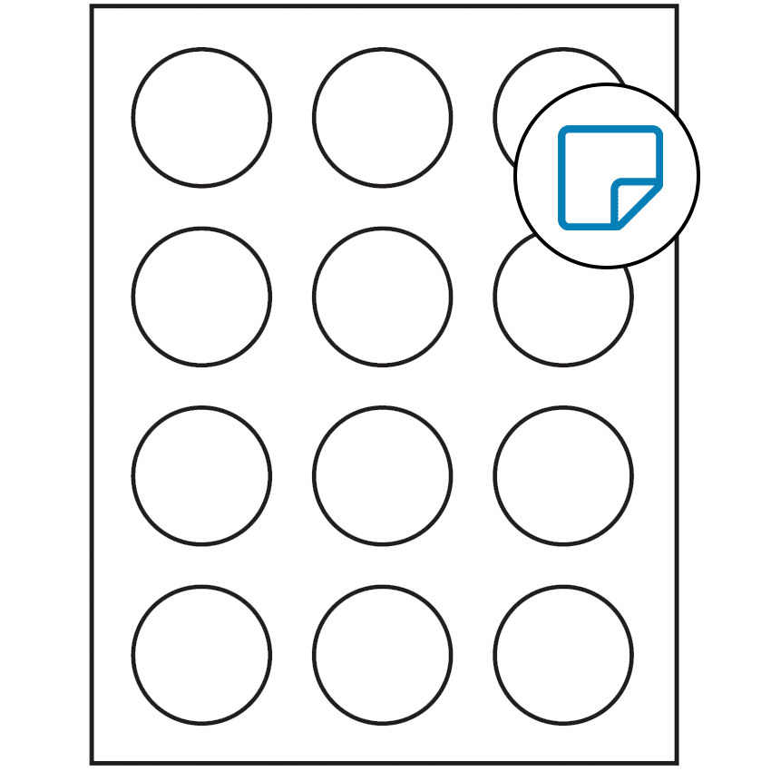 2" White Circular Sheet Labels - Removable Adhesive