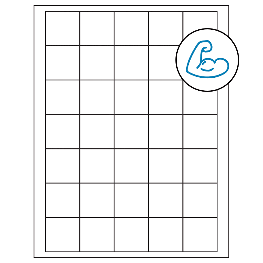 1.5" x 1.5" White Square Sheet Labels - Ultra Aggressive Adhesive