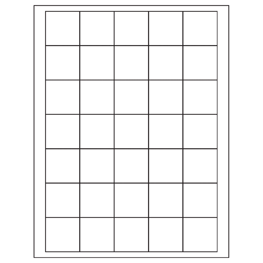 1.5" x 1.5" White Vinyl Drum Square Sheet Labels