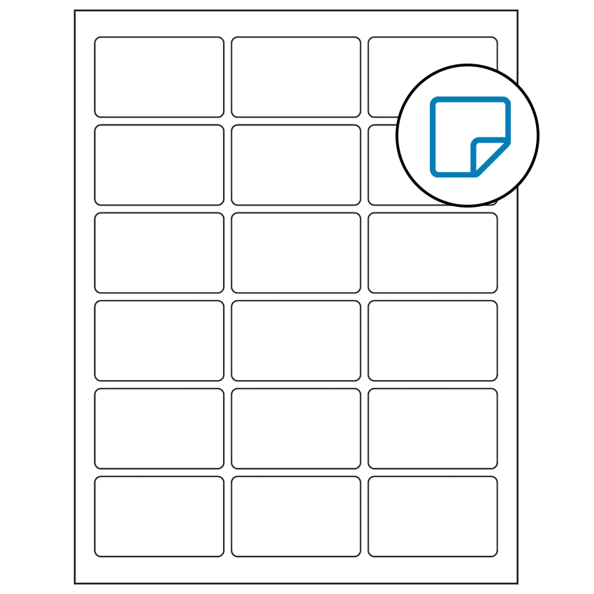2.5" x 1.5625" White Rectangular Sheet Labels - Removable Adhesive