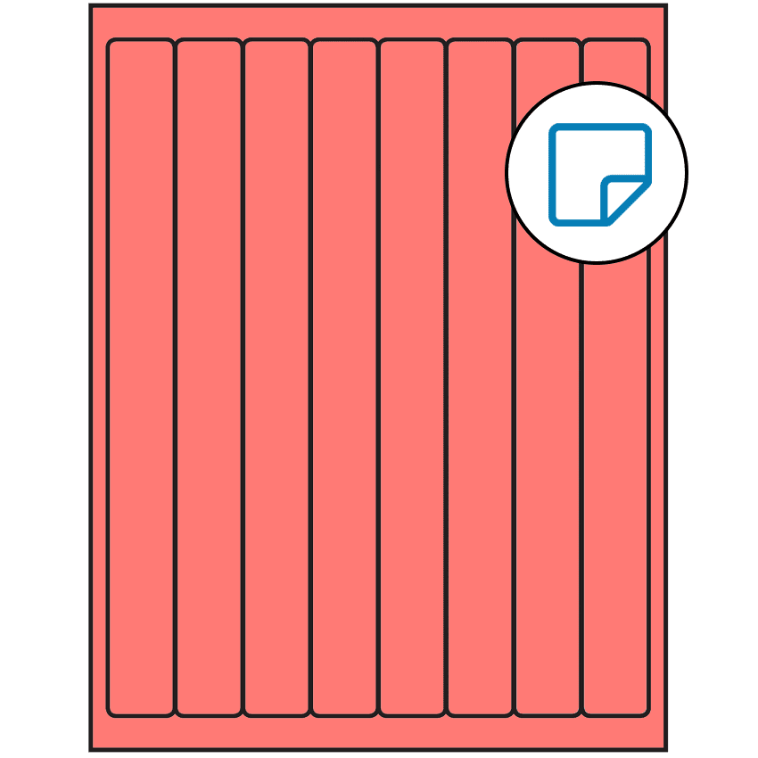 1" x 10" Fluorescent Red Rectangular Sheet Labels - Removable Adhesive