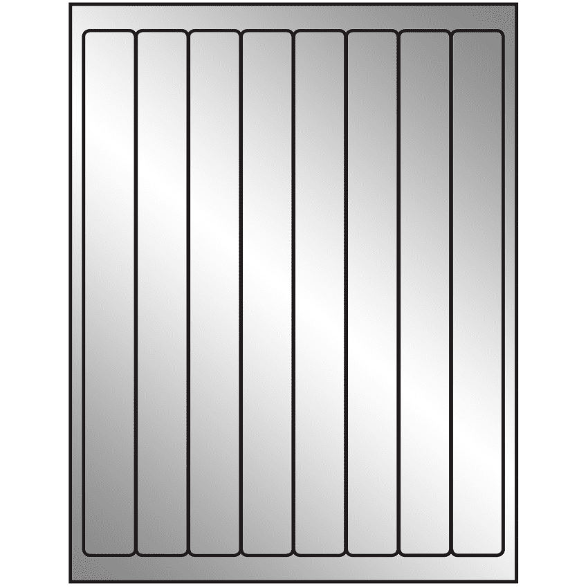 1" x 10" Silver Foil Rectangular Sheet Labels
