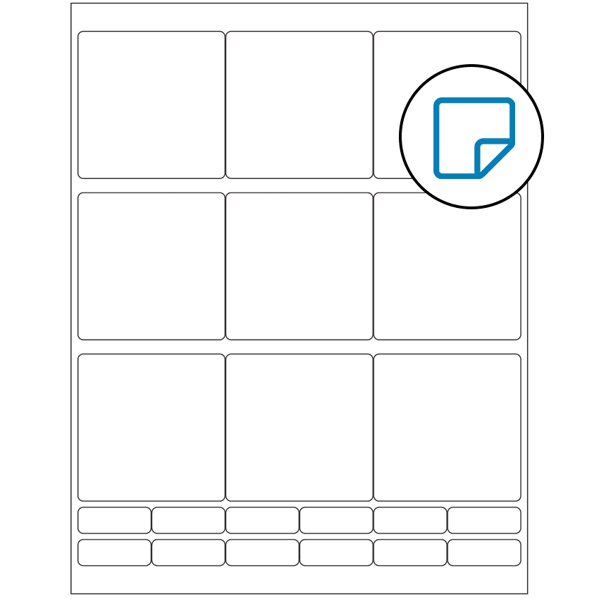 2.75" x 2.75" White Rectangular Sheet Labels - Removable Adhesive