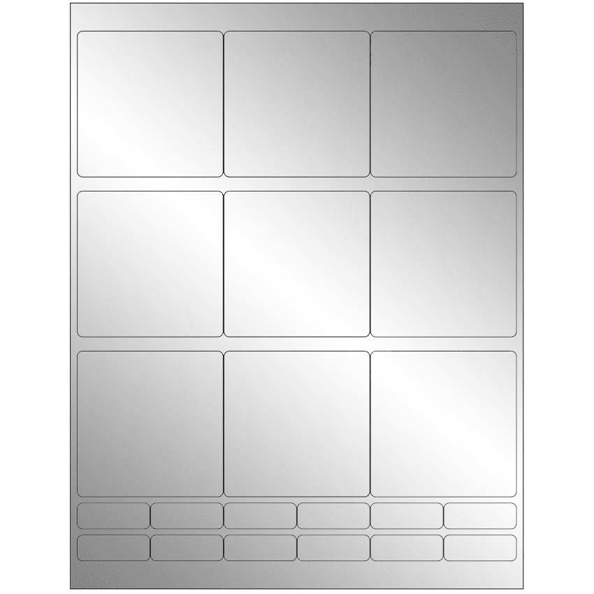 2.75" x 2.75" Silver Foil Rectangular Sheet Labels
