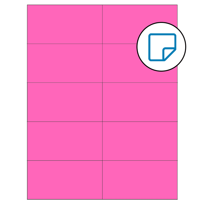 4.25" x 2.2" Fluorescent Pink Rectangular Sheet Labels - Removable Adhesive
